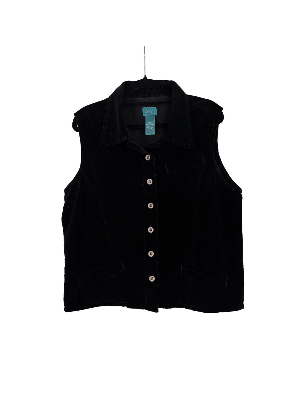 WEEKEND EDITION Vintage Black Velvet Button-Front Sleeveless Vest